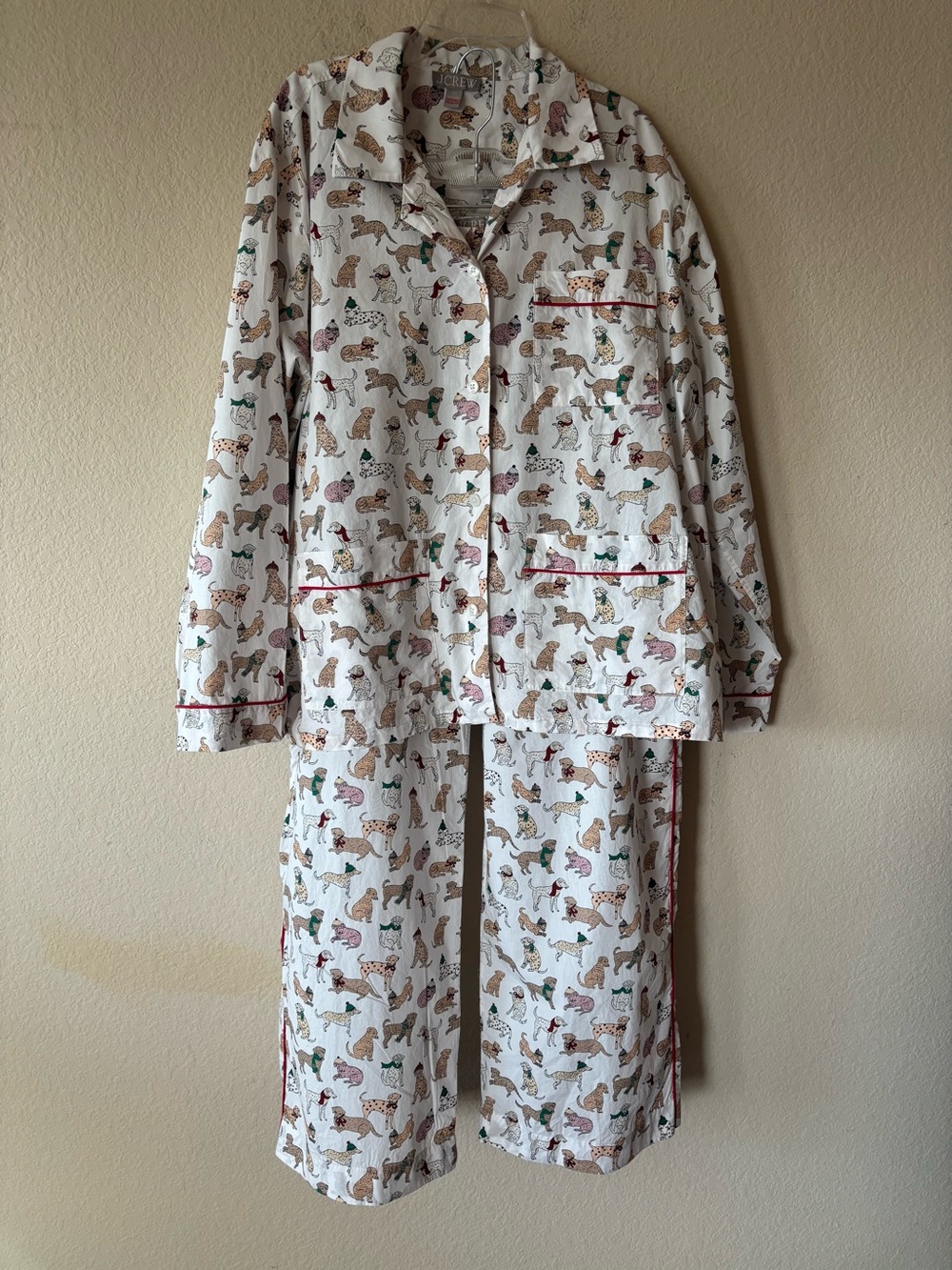 J. Crew Cotton poplin pajama pant set in snow dogs print XXL - Picture 3 of 9